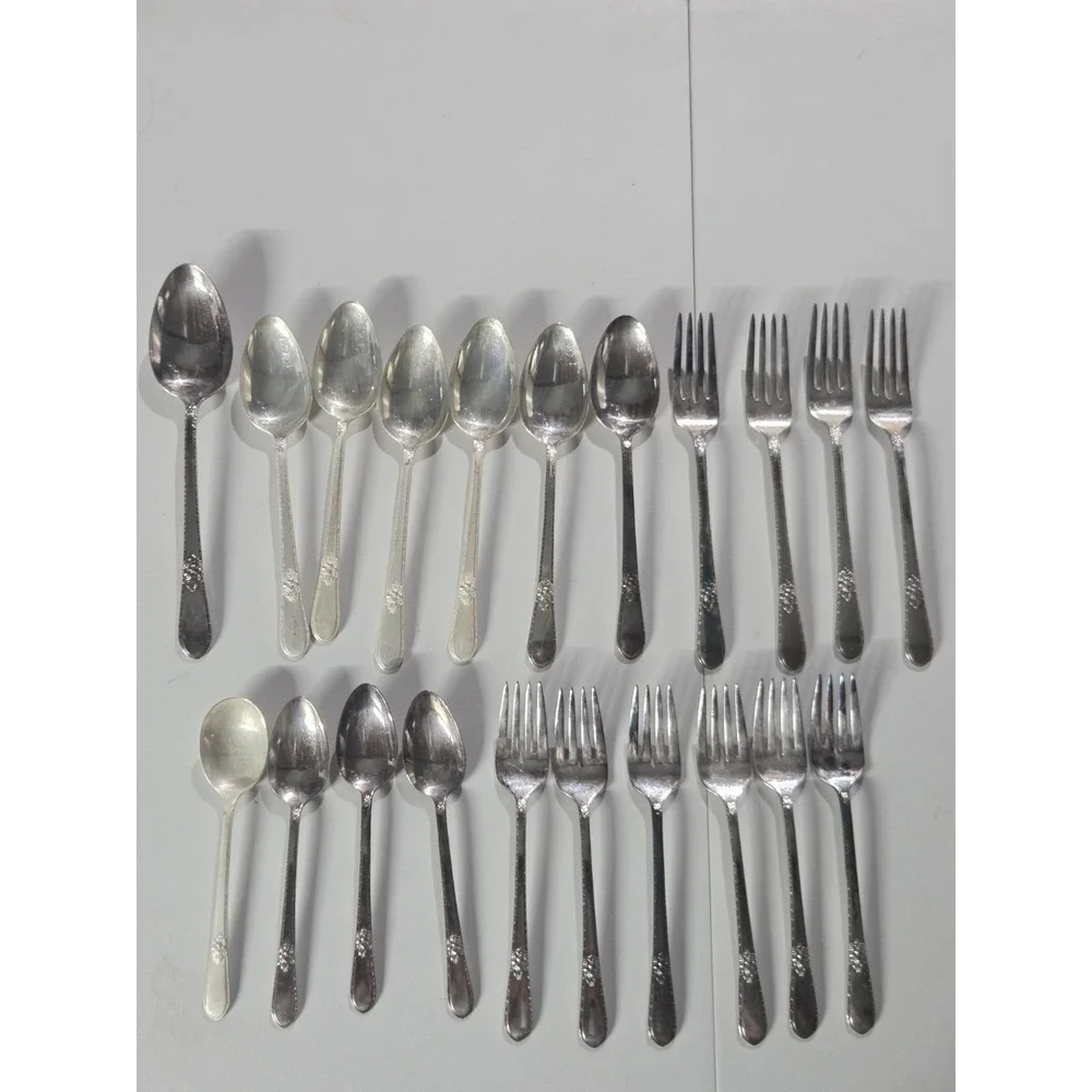 1847 Rogers Bros ADORATION Int'l Silverplate Lot Of 21 Spoons Forks